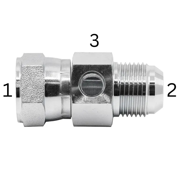 JIC Female Swivel x JIC Male x UNO Female - Test Tee