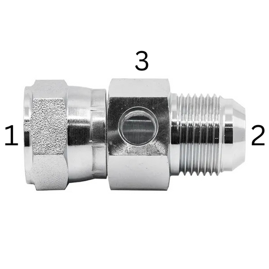 JIC Female Swivel x JIC Male x UNO Female - Test Tee