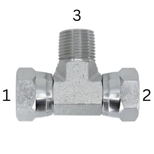 BSPP Female Swivel x BSPP Female Swivel x BSPT Male - Branch Tee