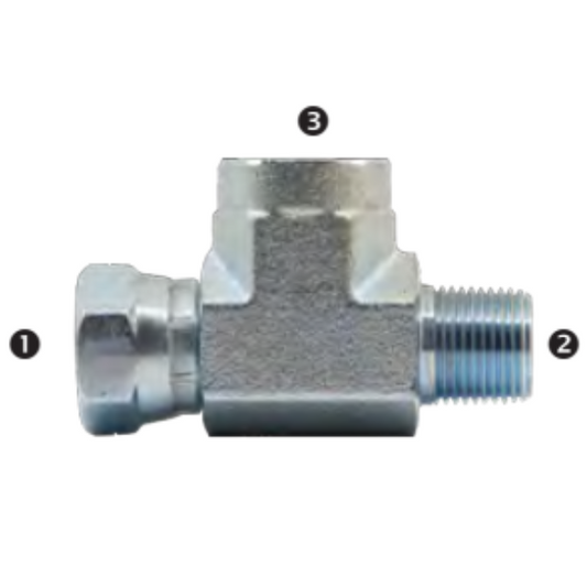 NPT Female Swivel x NPT Male x NPT Female - Run Tee