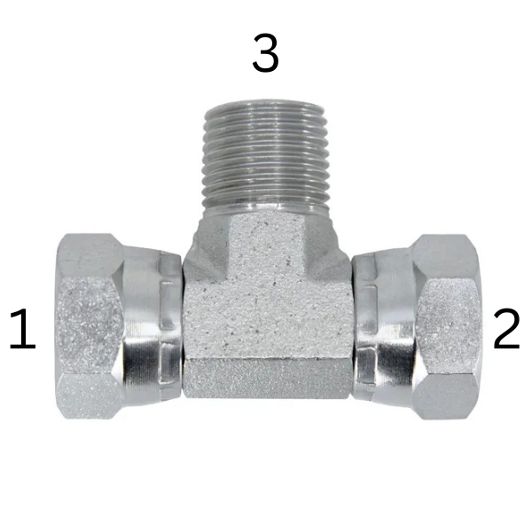 BSPP Female Swivel x BSPP Female Swivel x BSPT Male - Branch Tee