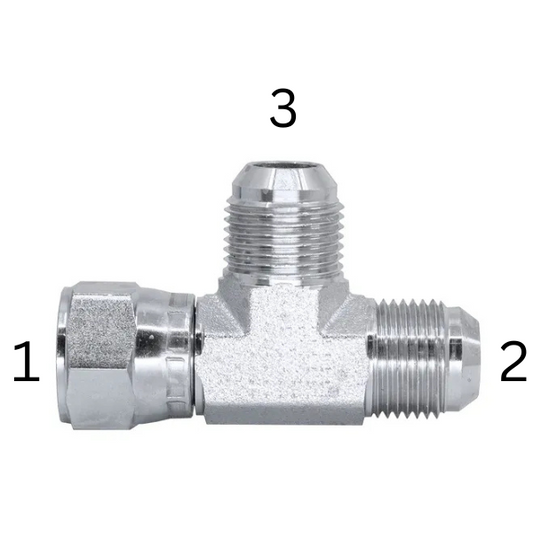 JIC Female Swivel x JIC Male x JIC Male - Run Tee