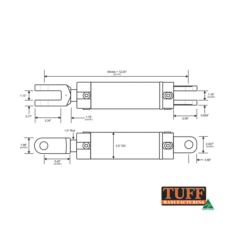 TUFF Agricultural Cylinder 3.0" Bore