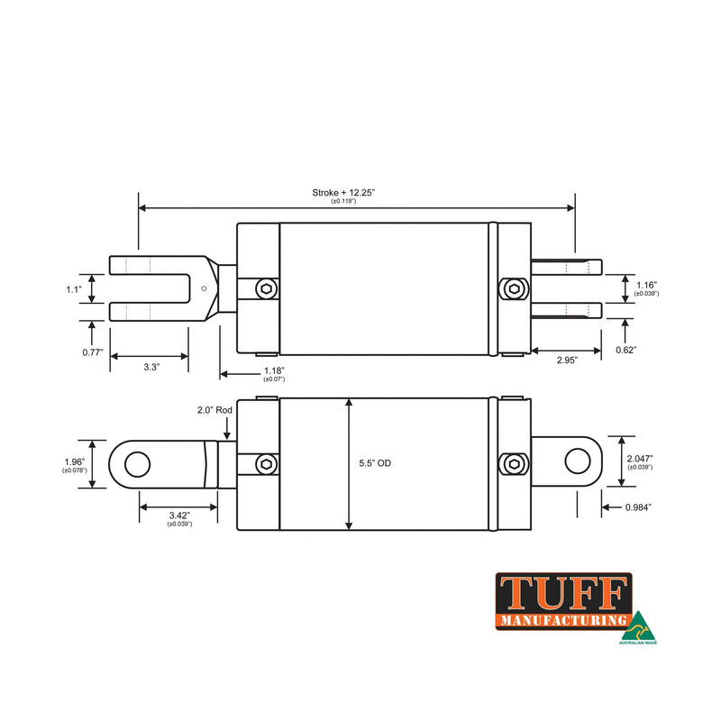 TUFF Agricultural Cylinder 5.0" Bore